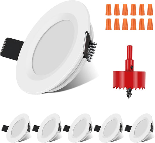 RV Boat Recessed Ceiling Light 6 Pack 12V LED Puck Light with Hole Puncher DC 12V 3W Full Aluminum Downlights for Under Cabinet Camper Vans RV Interior Lighting,2700-3200K