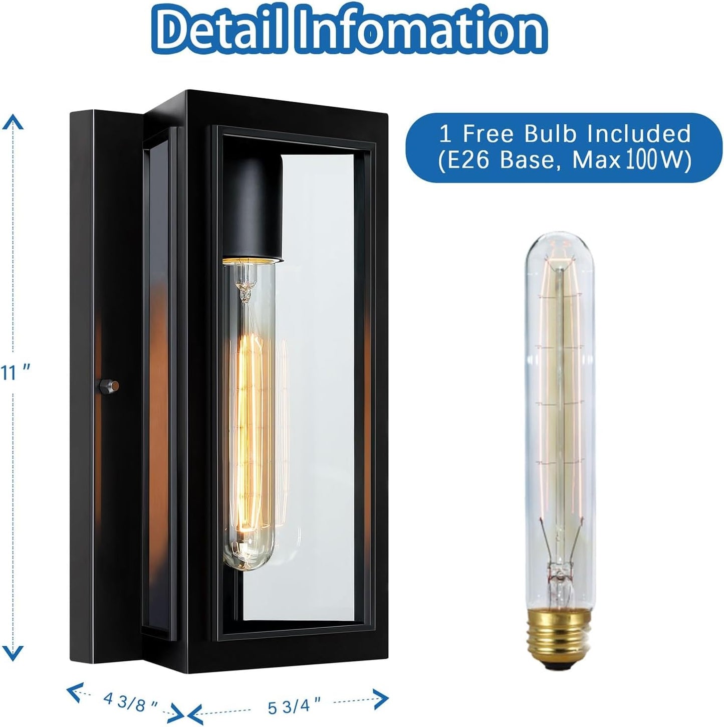 Outdoor Wall Lights, Modern Black Exterior Light Fixture Wall Mount for House Front Porch Light,Anti-Rust Outside Wall Sconces for Patio Garage Entryway Door,Bulb Included