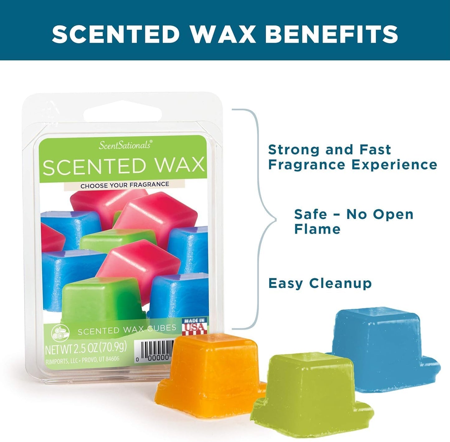 Scentsationals Wax Melts, Wax Cubes Strong Scent - Dreamsicle Cream - Long Lasting Scented Wax Melts for Warmer, 10oz (24-Cubes)