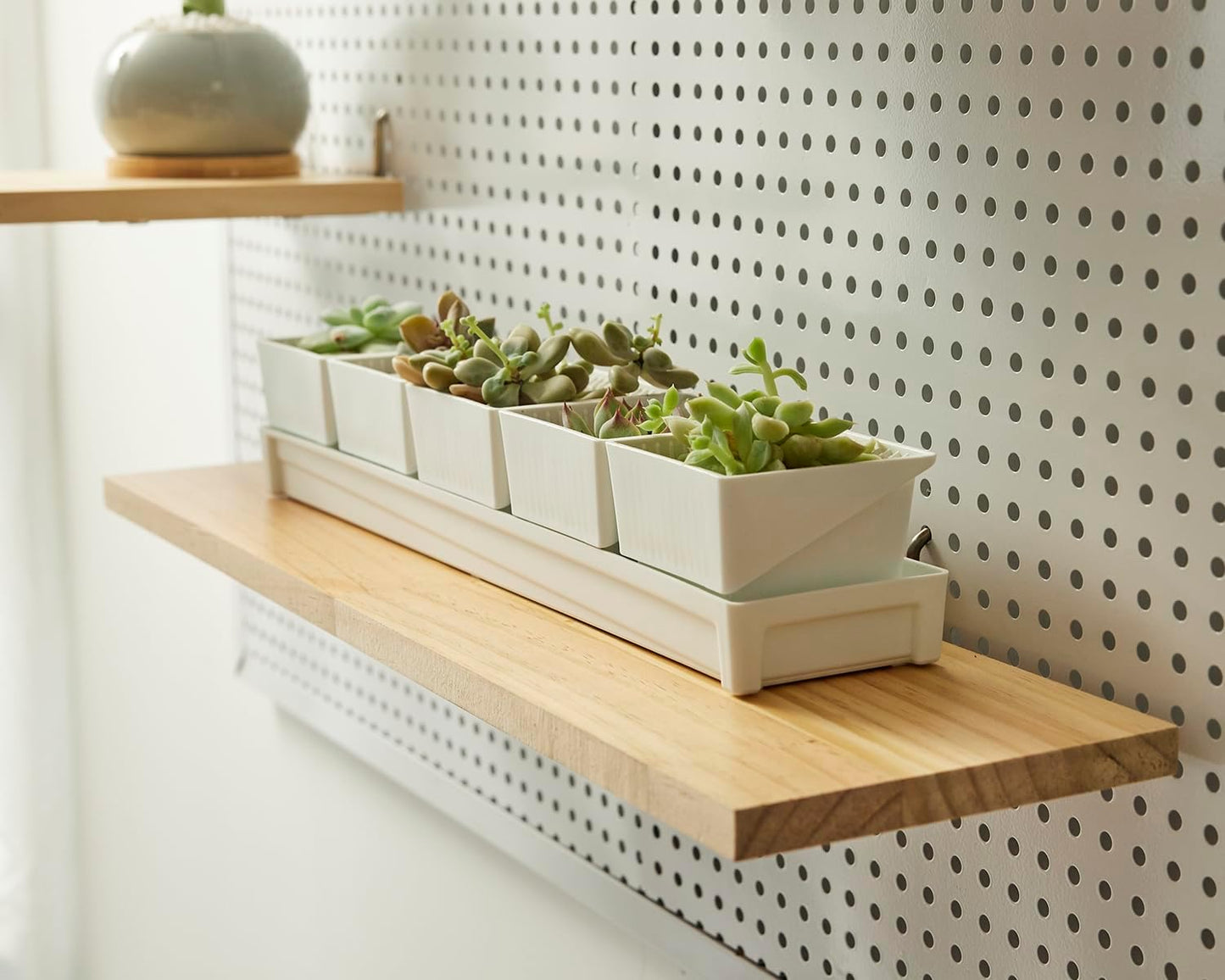 SEVENY 1 Pack Pine Wooden Pegboard Shelf Wall Organizer,Shelves for PegBoard, Wooden Board for Walls Home, Garage Tool Storage, Office Organization, Kitchen, Craft Room, Garden, Garage,Large