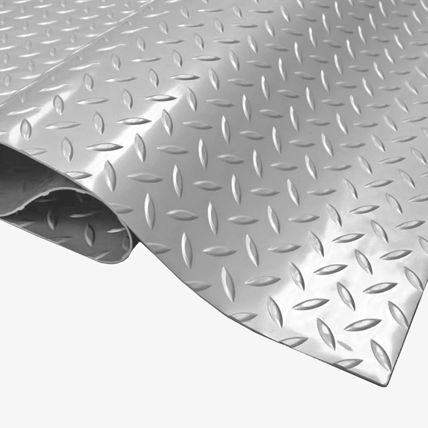 IncStores 2.5mm Thick Commercial-Grade Nitro Roll Garage Floor Mat | Flexible Vinyl Floor Mat for a Stronger and Safer Garage, Workshop, or Trailer | Diamond-Plate, Stainless Steel, 10' x 40'