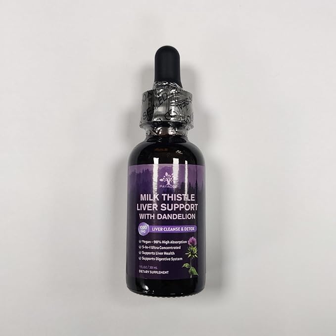 (4 Pack) Milk Thistle Liquid Drops Silymarin 1000mg, Liver Supplement Detox & Cleanse with Dandelion & Artichoke, Milk Thistle Organic Extract for Support Repair Liver Health, Vegan, Non-GMO, 1 Fl Oz