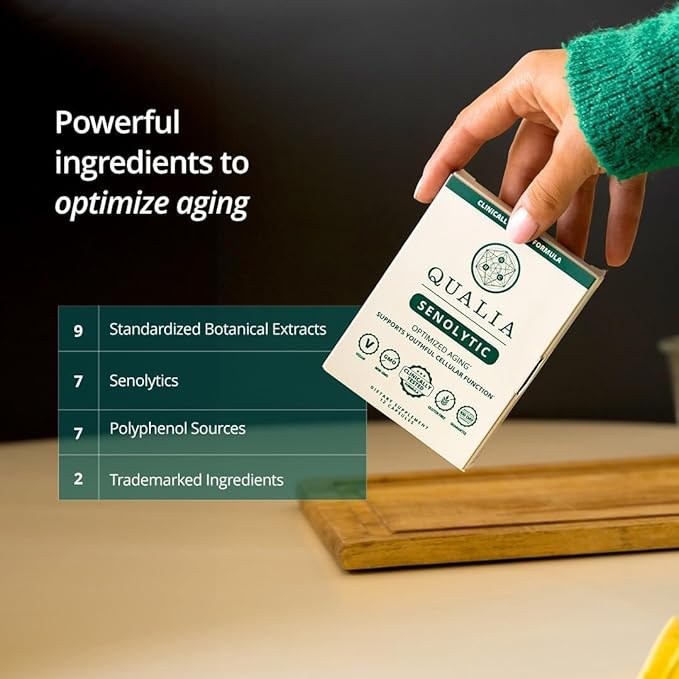 Qualia Senolytic Supplement, Fisetin,Quercetin,Piperlongumin&More,Aging Supplement - Supports Optimal Cell Repair&Rejuvenation,Naturally Eliminate Zombie Cells,1 Month Supply