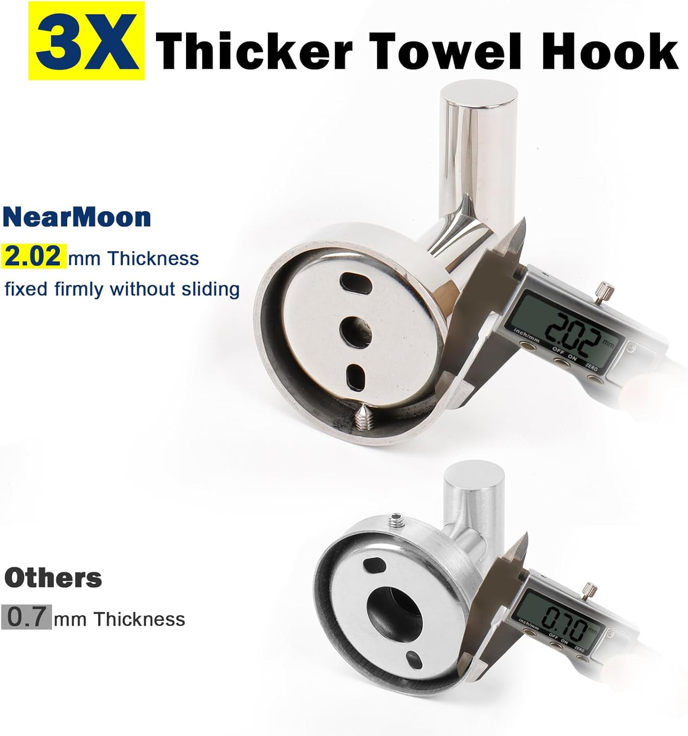 NearMoon Bath Towel Hooks- SUS 304 Stainless Steel Robe Hook Holder, Heavy Duty Coat Hook for Bathroom Livingroom Hotel Kitchen Garage, Wall Mounted (Chrome Finish, 16 Pack)