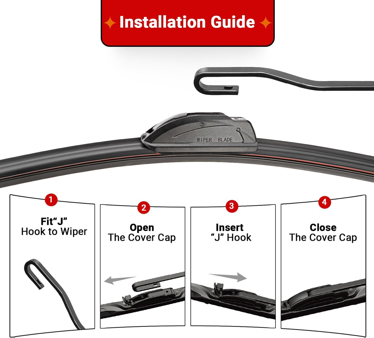 Windshield Wiper Blades Replacement for 2007-2014 Ford Edge Original Factory Quality Front Rear Wipers Blade Set for My Car - 26" 20" 14" (Pack of 3)