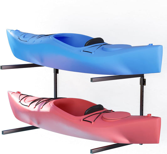 Wall Mounted Kayak Storage Rack, Kayak Racks for Outdoor Storage, Kayak Wall Mount 4 Tier Adjustable Surfboard Paddleboards Holder, Holds Up to 220 lbs