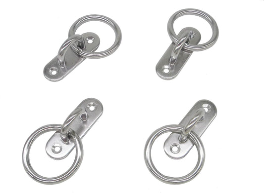 Stainless Steel Ceiling Hooks & Wall Hangers with Rings - Heavy Duty M6 Screw Mount, Rust-Proof Anchor Straps for Garage, Outdoor, Storage (4-Pack)