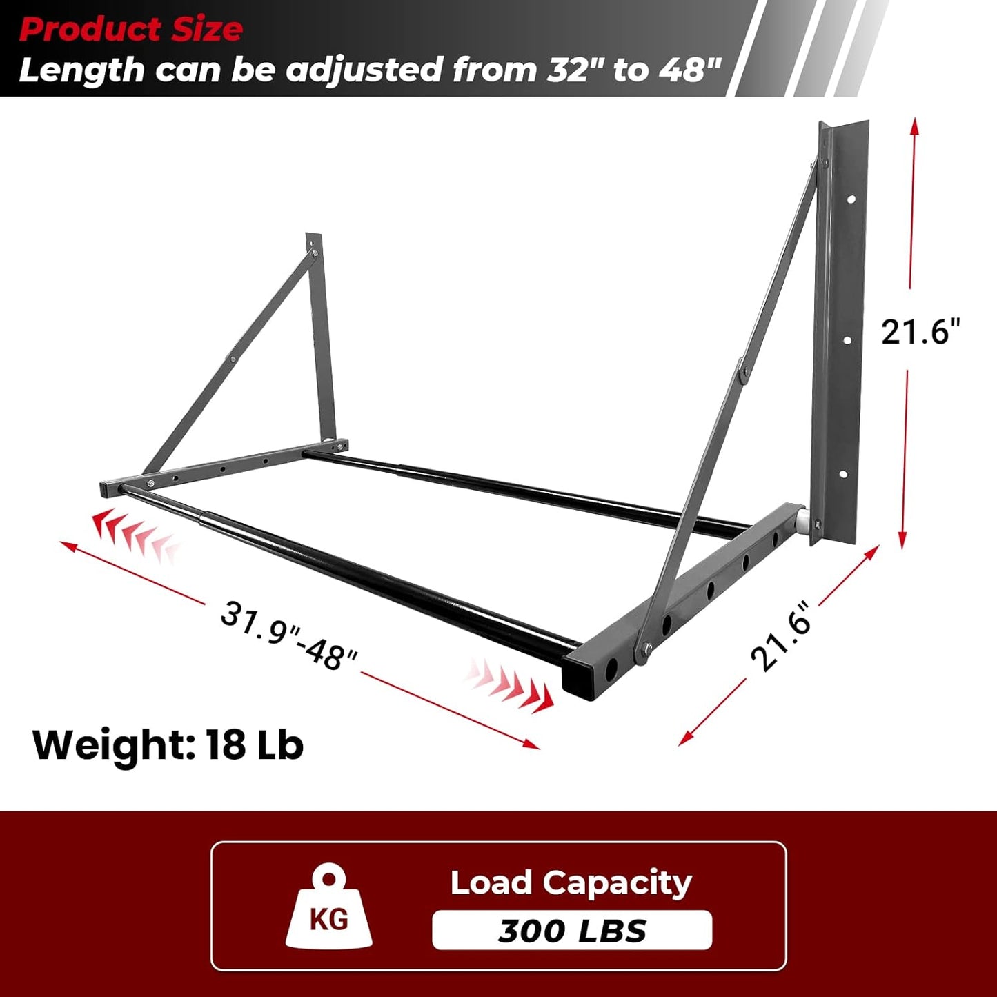 Tire Storage Rack for Garage, Folding Tire Rack Wall Mount with Heavy Duty Steel, Adjustable Multi-Tire Wheel Storage(32"-48") x 22" x 22", Grey