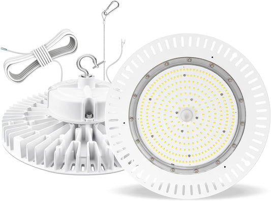 150W LED High Bay Light, AC100-277V 21,000LM 0-10V Dimmable (Equiv. to 650W HID/HPS) UL Listed IP65 Waterproof 5000K UFO LED Shop Lights for Warehouse Factory Gym Area Light