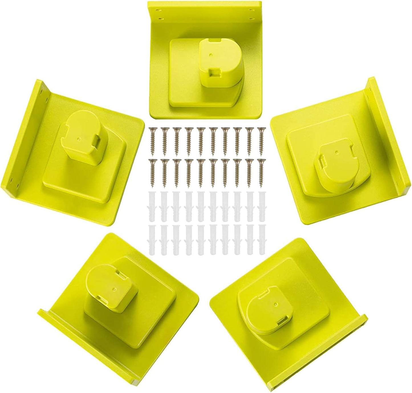 5Pcs Tool Mount Holder Plastic Electric Tool Battery Dock Compatible with 18V Battery Heavy Duty for Workshop Garage