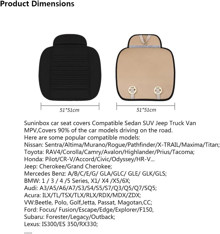 Car Seat Covers,Buckwheat Hulls Car Seat Cushion Covers Pad Mat,Ventilated Breathable Comfortable Interior Car Seat Protector, Anti-Skid Four Seasons General (1 Pack Gray)