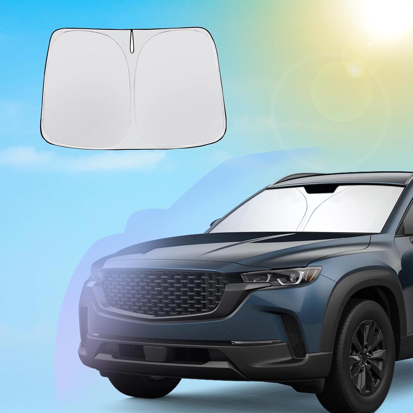 SXCY for 2023 2024 2025 Mazda CX50 Windshield Sunshade for 2023 2024 2025 CX50 S Select-S Premium Accessories 2023 2024 2025 CX-50 Sun Shade Foldable Sun Shield 2024 2025 CX-50 Sun Protector Block UV