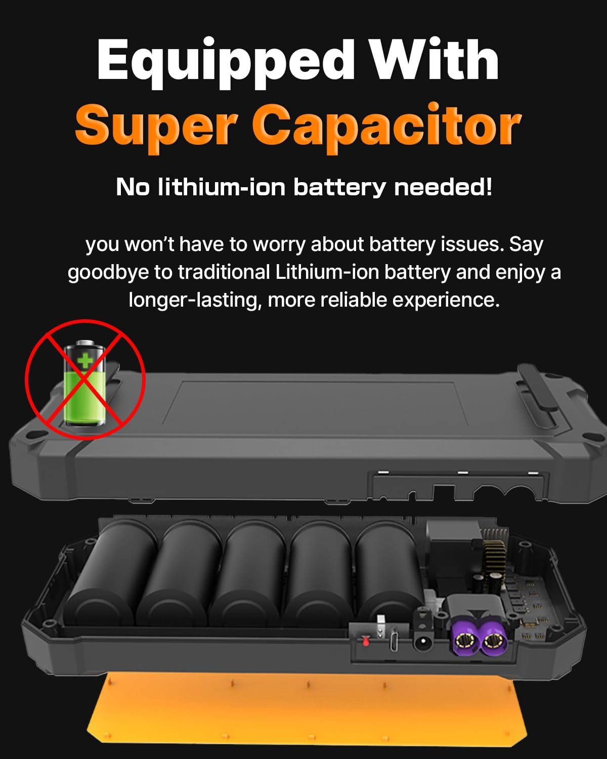 Autowit Super Capacitor Jump Starter, 12V Batteryless Portable Jump Box, Jumper Cables for 8.0 Gas&4.0 Diesel Car, Portable Jump Starter for Car Battery, Bulit-in Supercapacitor, No Need Pre-Charge