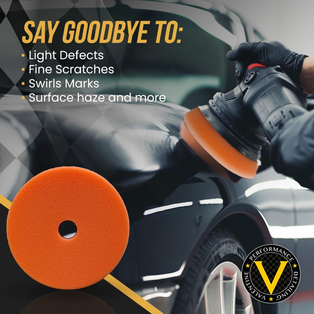 VPD SDO Orange Foam Polishing Pad - Premium Compounding & Polishing Pad for Fine Scratches & Light Swirls, Medium Cut Compound or Polish,Car Buffer Pad w/Tapered Edge, Made in USA, 6.5"