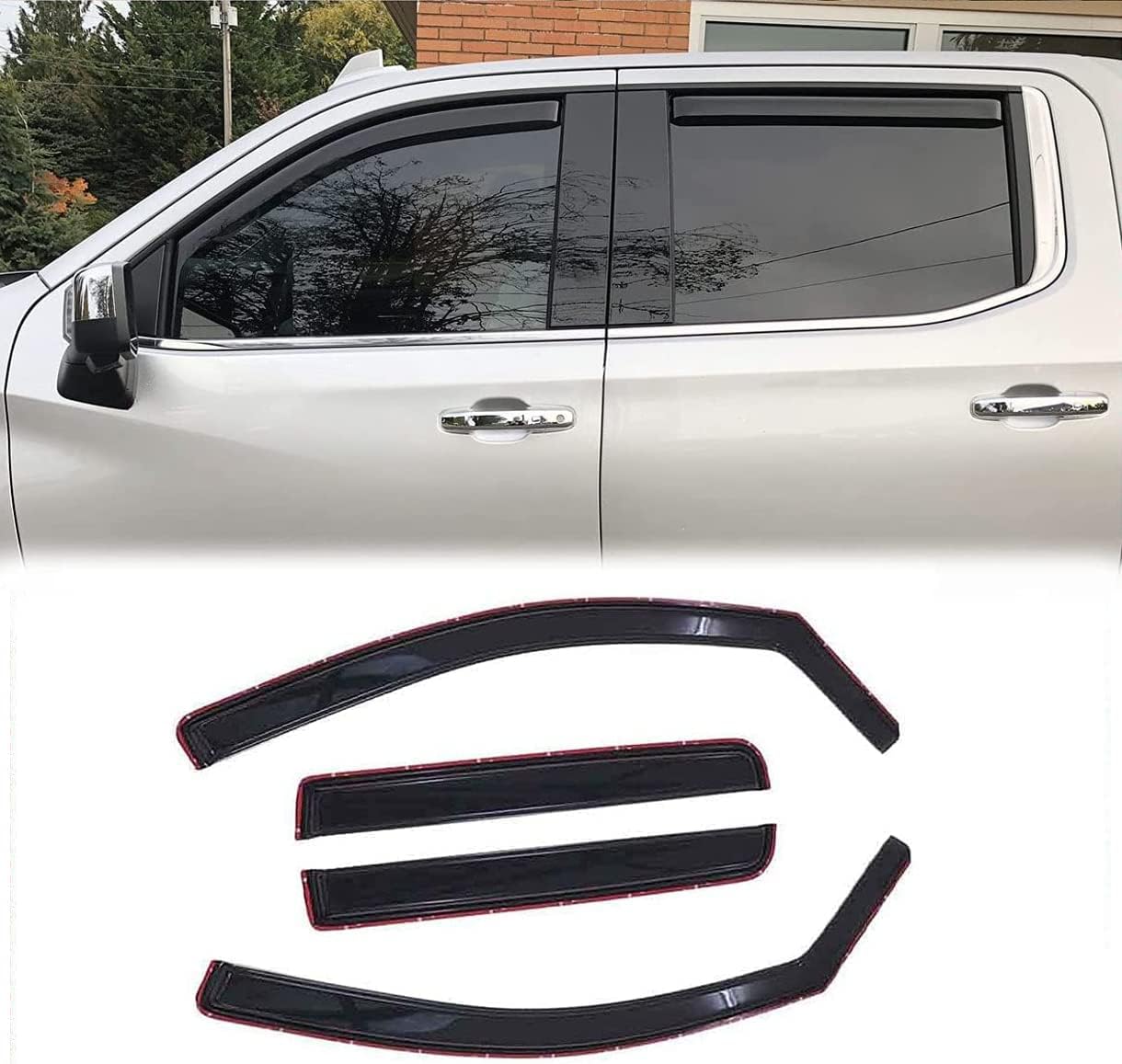 4Pcs Side Wind Vent Deflector,in-Channel Style Tape On Dark Smoke Shade Sun Rain Guards,Nice Window Visor fit for 2004-2015 Nissan Titan Crew Cab 194858