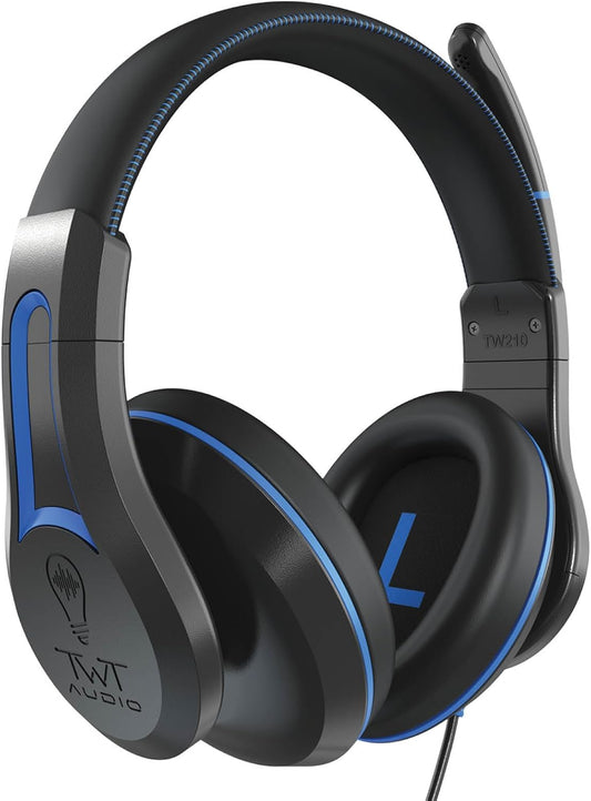 ThinkWrite Technologies / TWT Audio Duro, TW210 (2nd Gen) | Premium Over-Ear Wired Black Headset with Noise Reducing Microphone (3.5mm Jack)