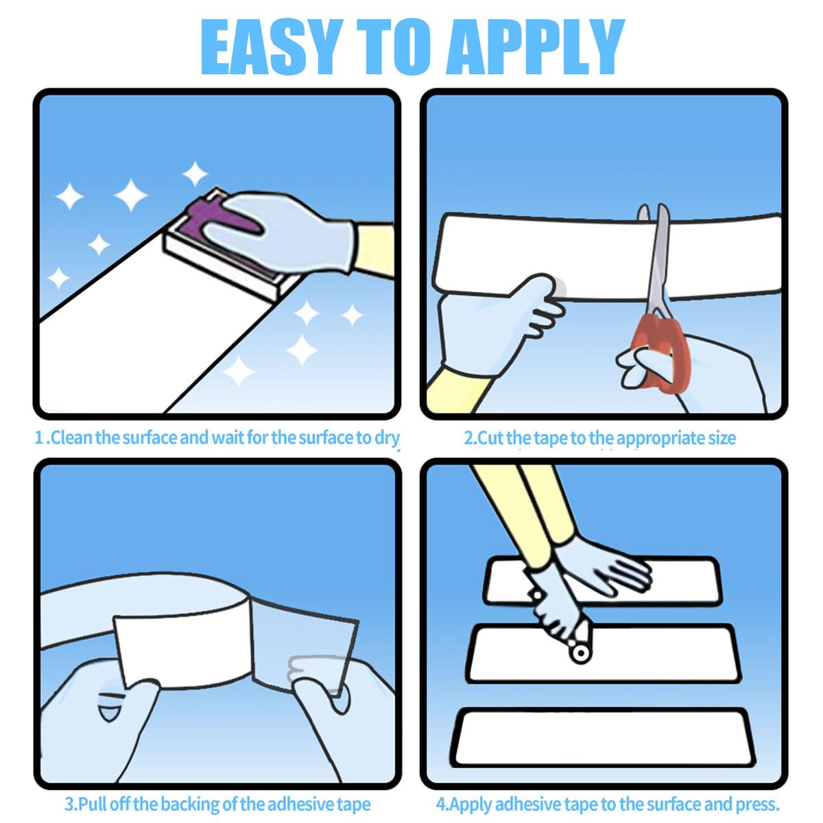 Rubber Grip Tape, Ultra-Thin Strong Adhesive Anti-Slip Waterproof Heat Resistant Wear-Resistant Cushion Pad, Making Handles or Contact Surfaces Safer, with Grip and Comfort (Black, 2In x 10Ft)