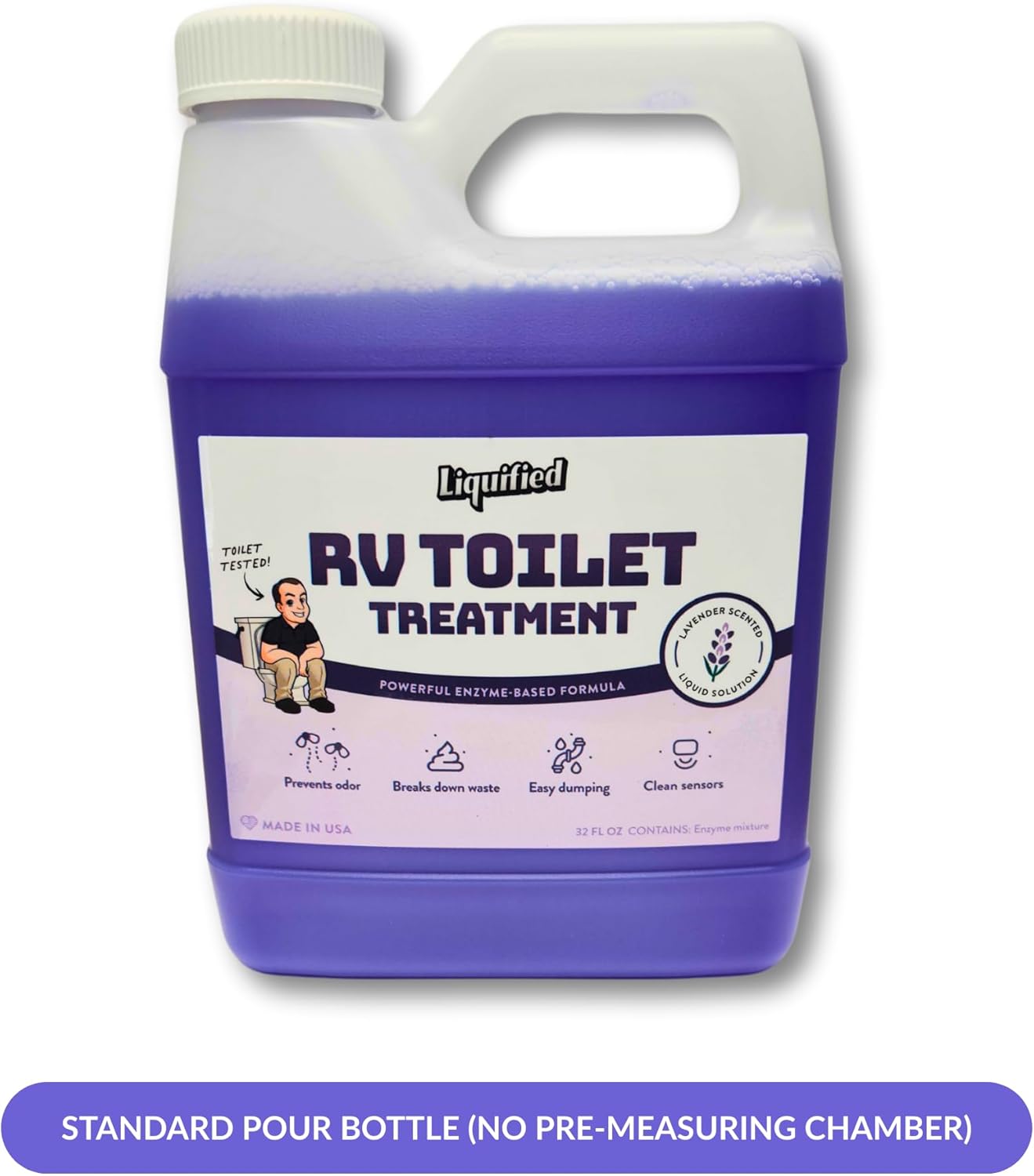 Liquified RV Toilet Treatment - Black Holding Tank Digester - Odor Eliminator - Lavender Scent - Matts RV Reviews (Lavender F-Style, 32oz)