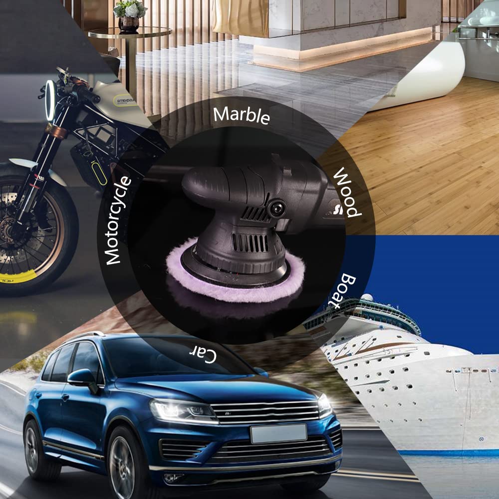 Wool Polishing Pads, SPTA 2Pcs 5Inch (125mm) Wool Cutting Pad, Purple Wool Buffing and Polishing Pad Set, Wool Buffing Wheel for Heavy Cut for 5Inch (125mm) Car Polisher Polishing, Buffing and Cutting