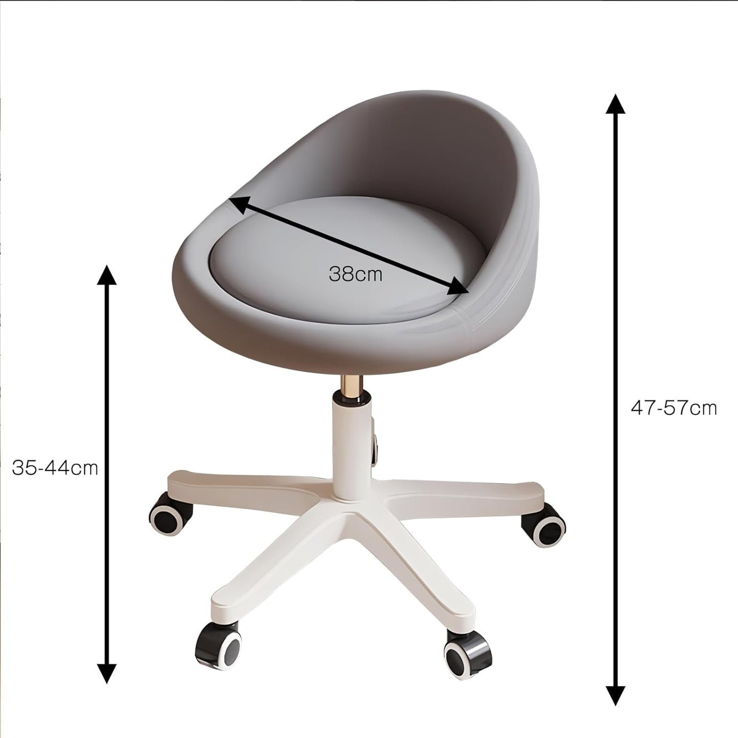 Rolling Stool Set of 4 Rolling Hydraulic Salon Stool with Low Backrest - Adjustable Swivel Chair for SPA, Shop, Salon, Massage, or Medical Office Dark Grey