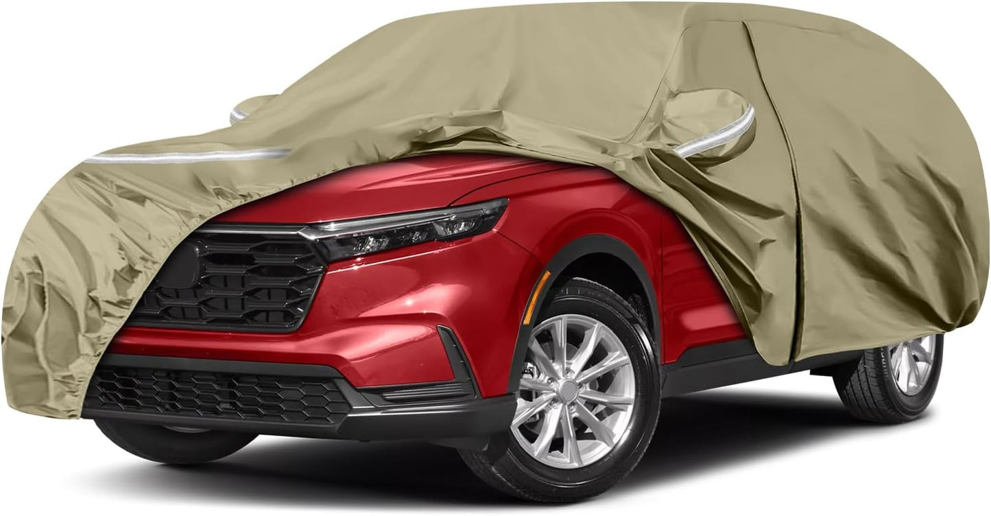 Waterproof Car Covers Replace for 2002-2025 Honda CRV, Multilayer Heavy Duty with Cotton Liner All Weather Car Cover with Zipper Door, Windproof Bands for Snow Rain Dust Protection