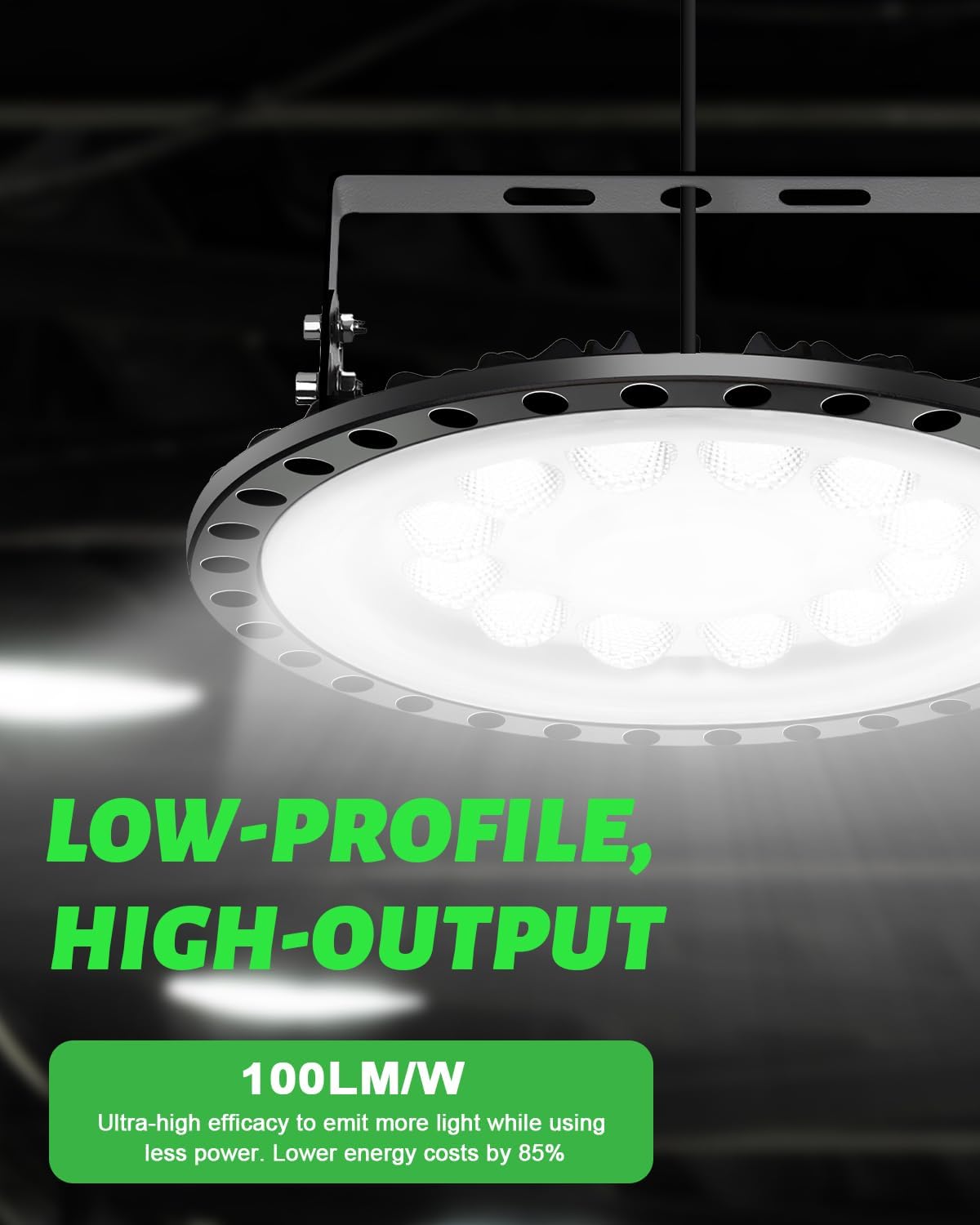 Viugreum High Bay LED Shop Lights, 100W UFO LED High Bay Light 10,000LM 120V LED High Bay Lights 5000K Daylight, Alternative to 450W MH/HPS for Garage Workshop Barn Factory Warehouse - 10 Pack