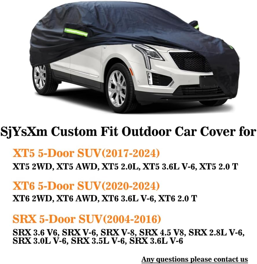 Custom Car Cover Compatible with Cadillac XT5 2026-2017/XT6 2026-2020/Lyriq Lyriq-V 2026-2023/Optiq 2023-2026, Waterproof All Weather Covers with Cotton Lining, Rain Snow Sun UV Cover Outdoor