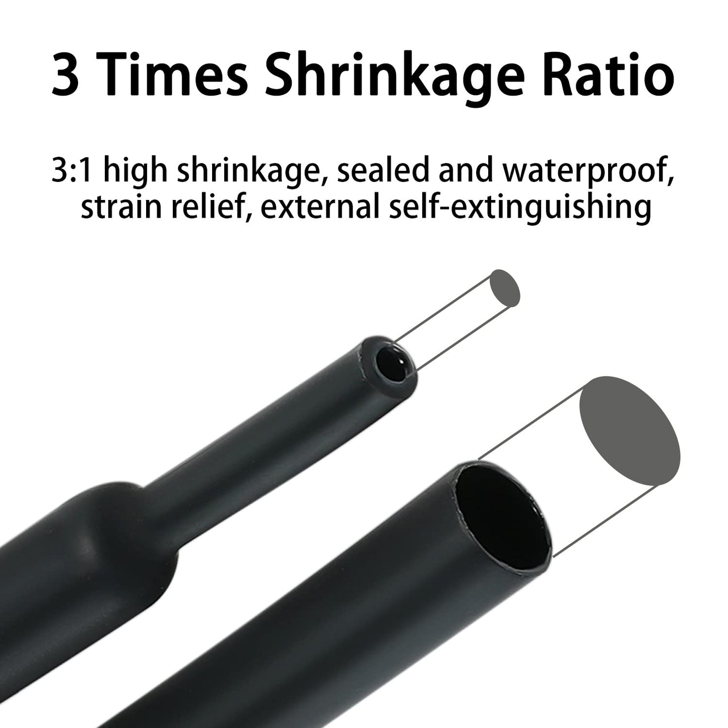 3:1 Ratio Heat Shrink Tubing Roll Adhesive Lined Industrial Marine Grade Dual Wall Heat Shrink Tube Waterproof and Sealed Black (1-1/2 inches(40 mm), 10 Feet)