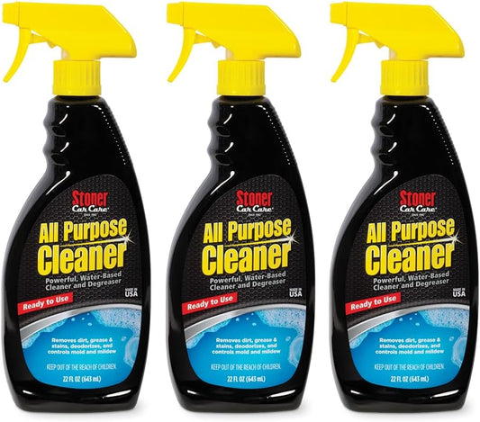 Stoner Car Care 92694-3PK All Purpose Cleaner Powerful Water-Based Cleaner and Degreaser, Easily Removes Dirt, Grease, Stains, and More, Multi-Purpose, Multi-Surface, Ready to Use, 22 Fl Oz, Pack of 3