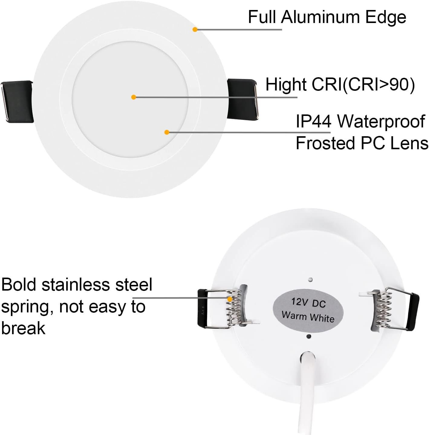 RV Boat Recessed Ceiling Light 6 Pack 12V LED Puck Light with Hole Puncher DC 12V 3W Full Aluminum Downlights for Under Cabinet Camper Vans RV Interior Lighting,2700-3200K