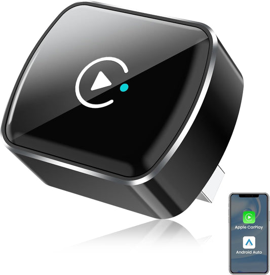 Wireless CarPlay Adapter & Android Auto, 2-in-1 CarPlay Adapter Convert Wired to Wireless, Mini Size with USB A & USB-C Extension Cable, Plug & Play, Stable Connection & No Delay