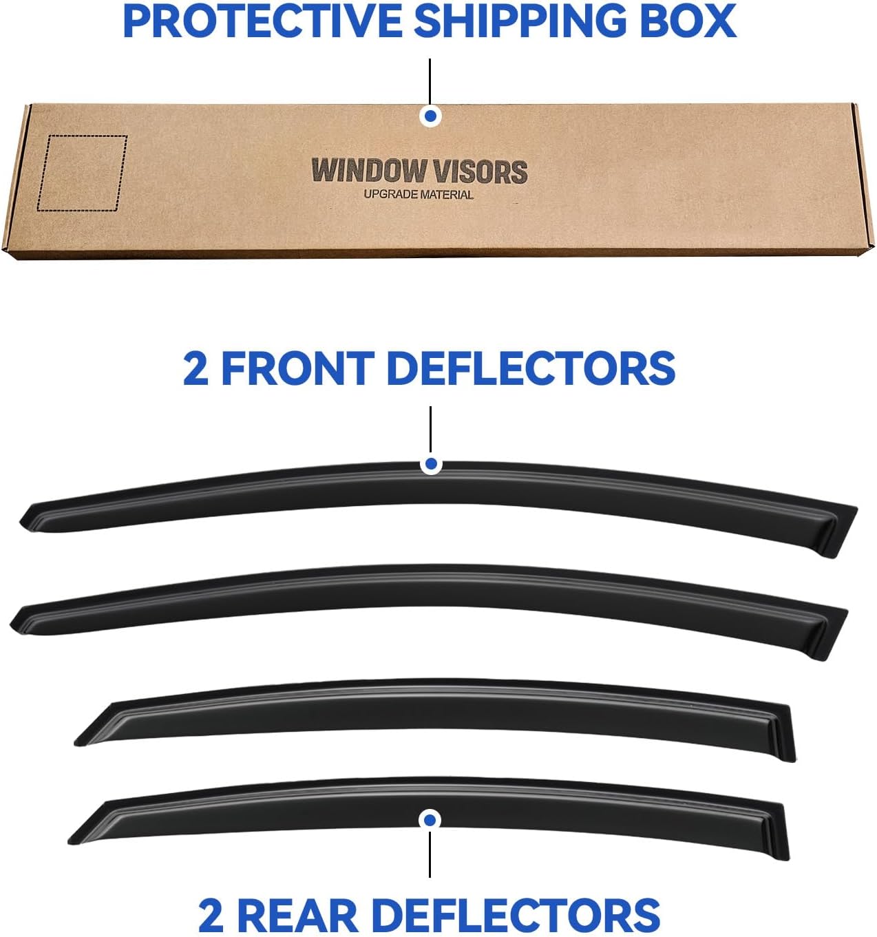 Window Visors Rain Guards for 2011-2016 Hyundai Elantra Sedan, Out-Channel Window Vent Wind Deflectors Visors Shades for 11-16 Elantra (EXCLUDES Elantra GT)
