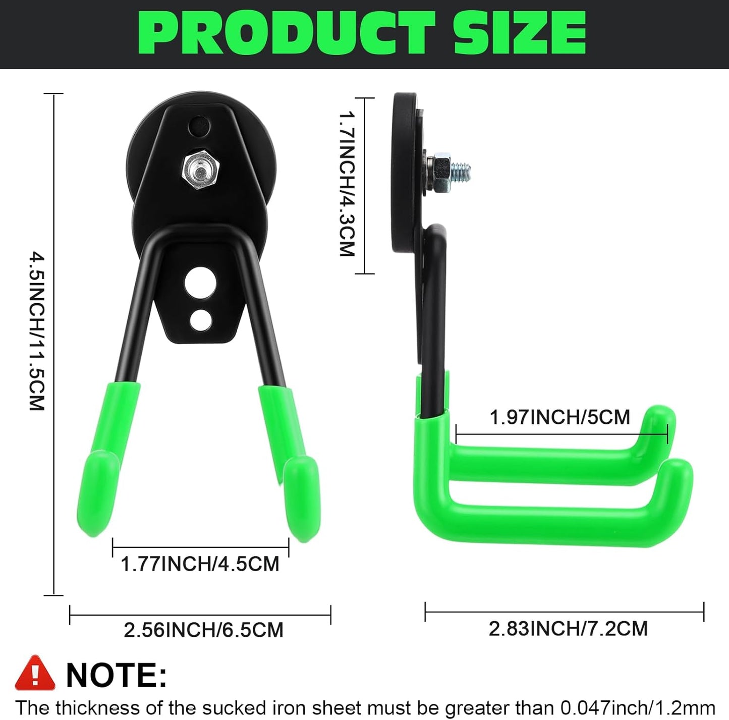 Landhoow Large Magnetic Hooks Heavy Duty Garage Magnet Hooks Strong Storage Utility Magnetic Hangers with Anti Slip Rubber Coating for Indoor and Outdoor Hanging(Green,14 Pcs)