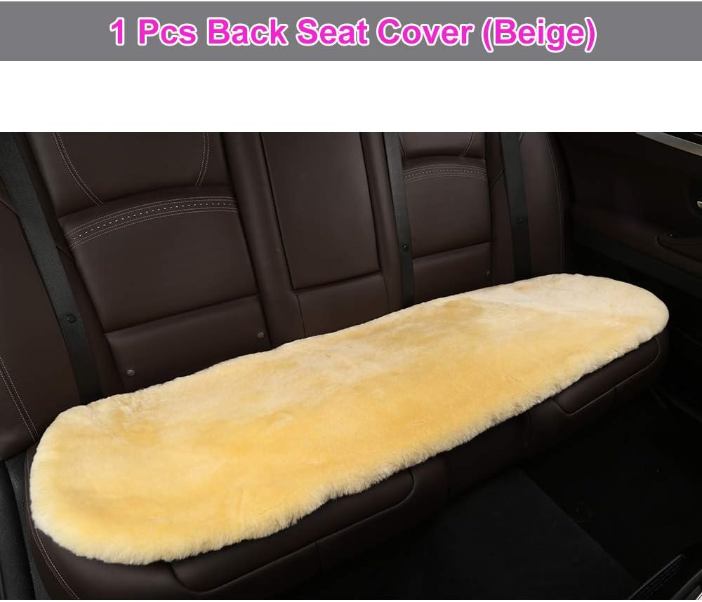Fluffy Genuine Australia Sheepskin Car Seat Cover for Auto Interior Accessories with Soft Fuzzy Wool Eco-Friendly Natural Fur Non-Slip (Golden Yellow, Back)