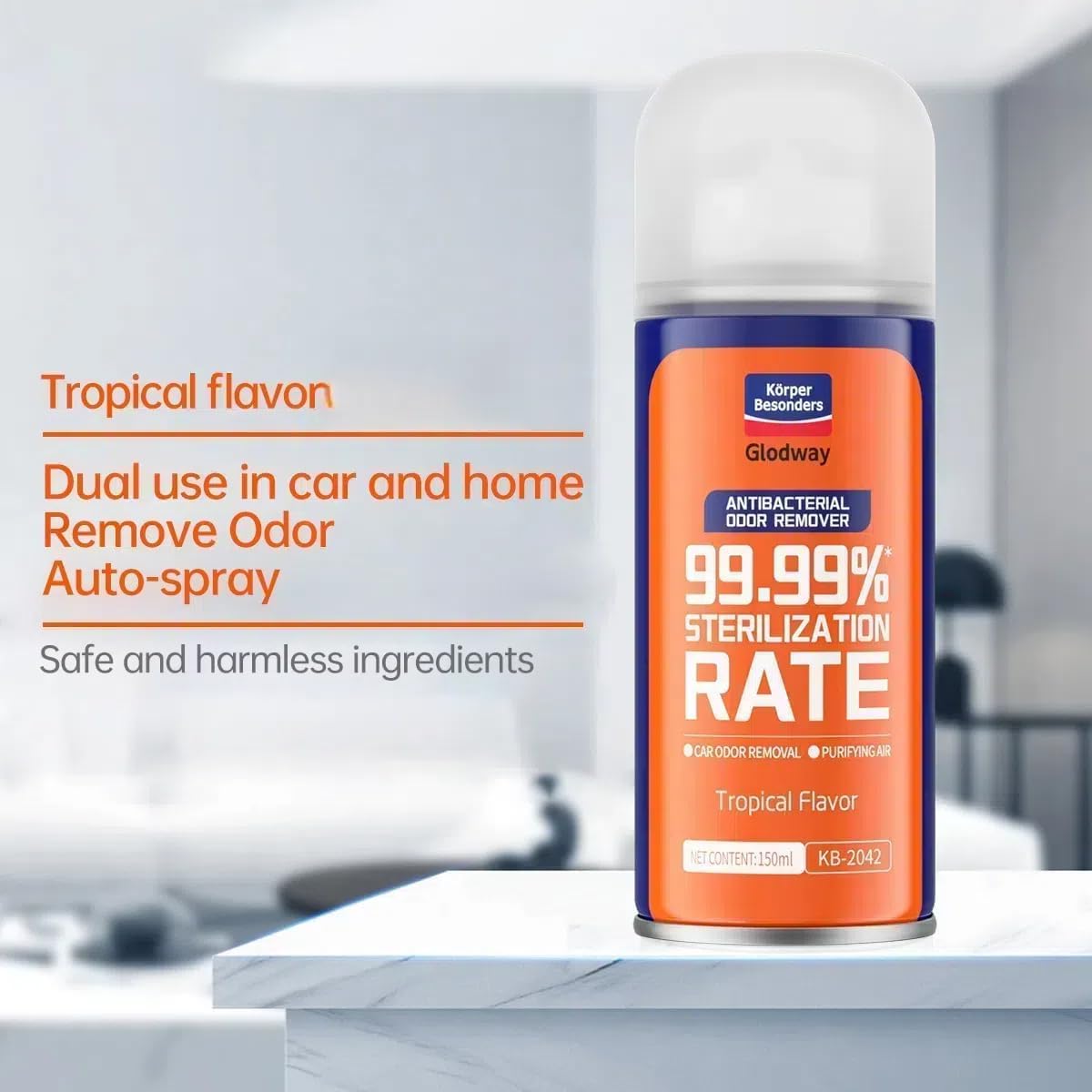 Glodway Whole Car Air Refresher Spray,Odor Eliminator Eliminates Strong Vehicle Odors,Tropical Flavor Scent-6 Ounce Spray Bottle (Plack of 3)