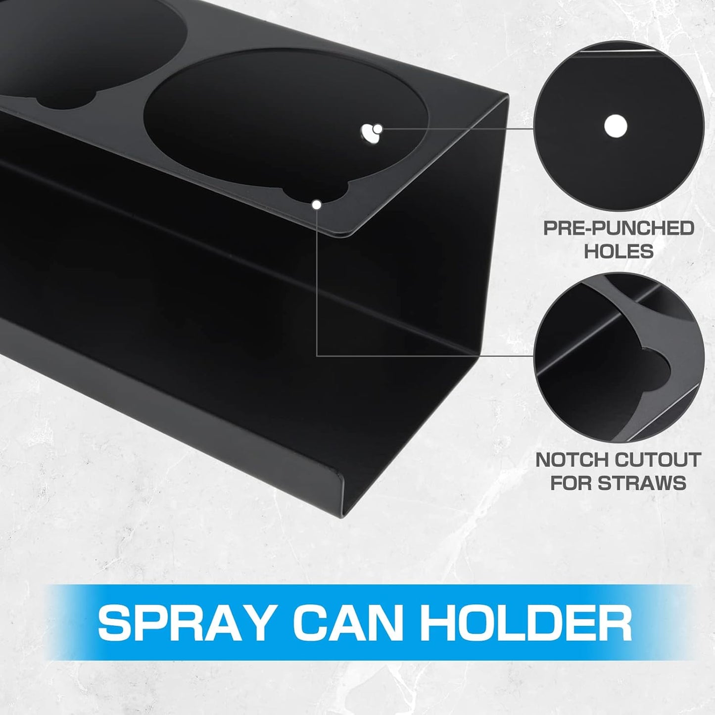 RealPlus Aerosol Spray Can Holder Rack Organizer, 4 Can Spray Bottle Holder Heavy-Duty Steel Wall Mounted for Garage and Workspace, Pack of 6