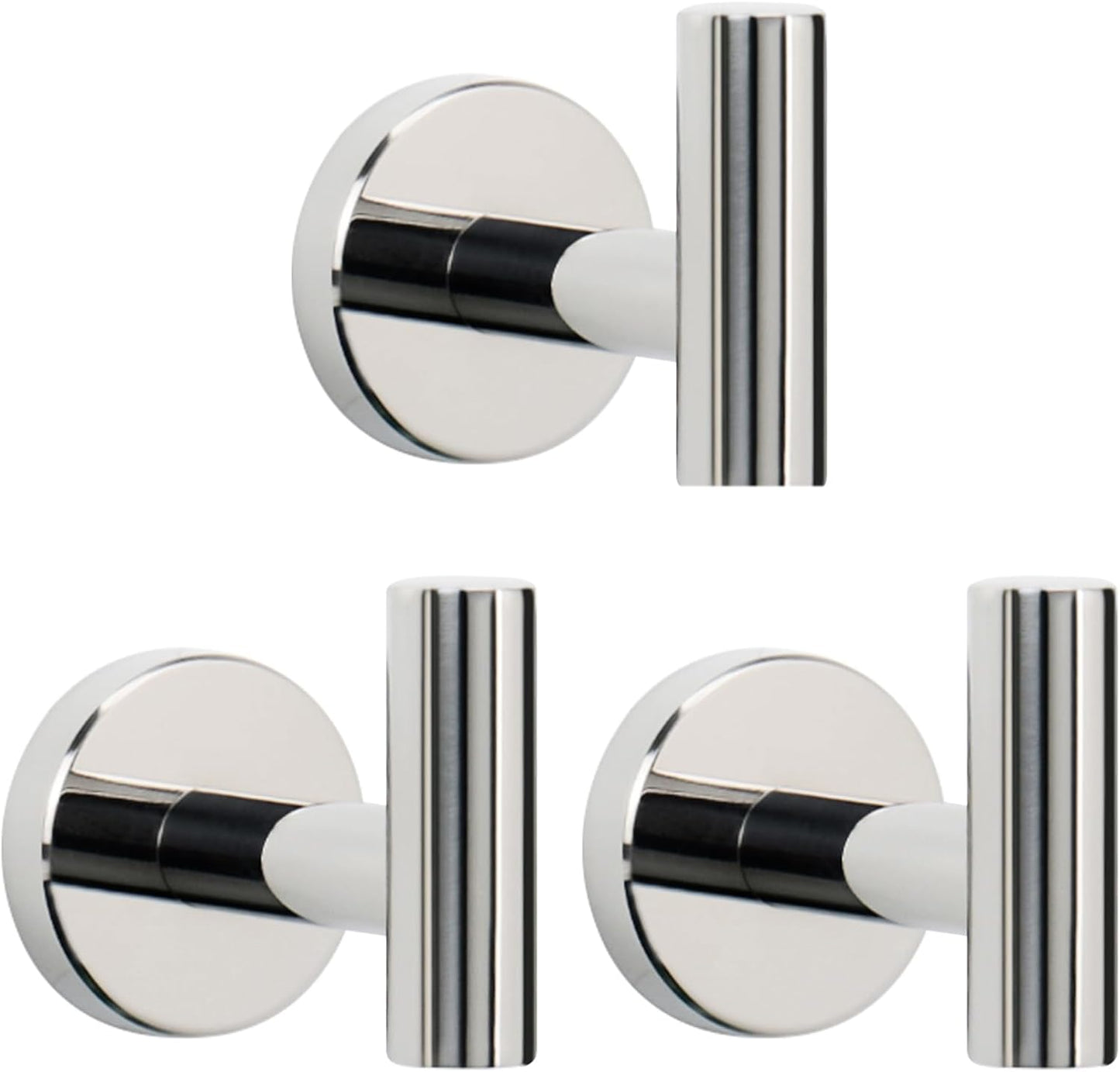 NearMoon Bath Towel Hooks- SUS 304 Stainless Steel Robe Hook Holder, Heavy Duty Coat Hook for Bathroom Livingroom Hotel Kitchen Garage, Wall Mounted (Chrome Finish, 3 Pack)