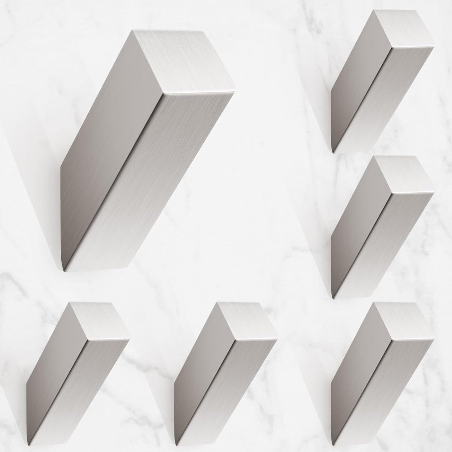 NINETREX Towel Hooks Brushed Nickel Stainless Steel Heavy Duty Modern Wall Hooks Silver Robe Hook for Bathroom Livingroom Hotel Style Wall Mounted 6 Pack