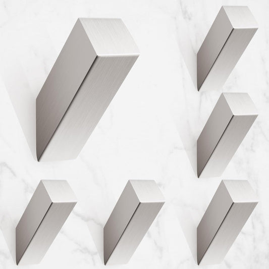 NINETREX Towel Hooks Brushed Nickel Stainless Steel Heavy Duty Modern Wall Hooks Silver Robe Hook for Bathroom Livingroom Hotel Style Wall Mounted 6 Pack