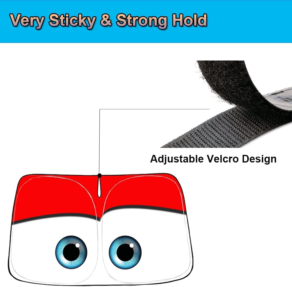 Gven Sunshade for Tesla Model Y Accessories 2025 Funny Eyes Windshield Sun Shade Car Front Window Shade for Tesla Model 3 Accesssories Dual-Sided Versatility (Red, for Tesla)