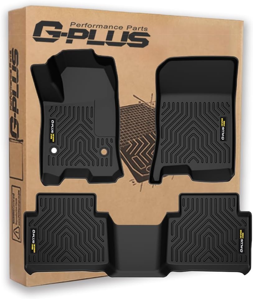 G-PLUS Floor Mats Fit for Chevy Colorado/GMC Canyon Crew Cab 2023 2024 2025,TPE All Weather Custom Fit Anti-Slip Floor Liners,1st & 2nd Row Car mats Accessories