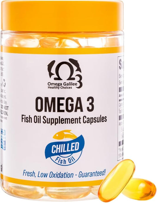 Chilled Triple Strength Omega 3 Fish Oil Supplement, We Solved The Omega 3 Oxidation Problem | Cold-Packed for Freshness & Potency – Heavy Metal Free EPA & DHA for Heart & Brain Support, 100 Softgels