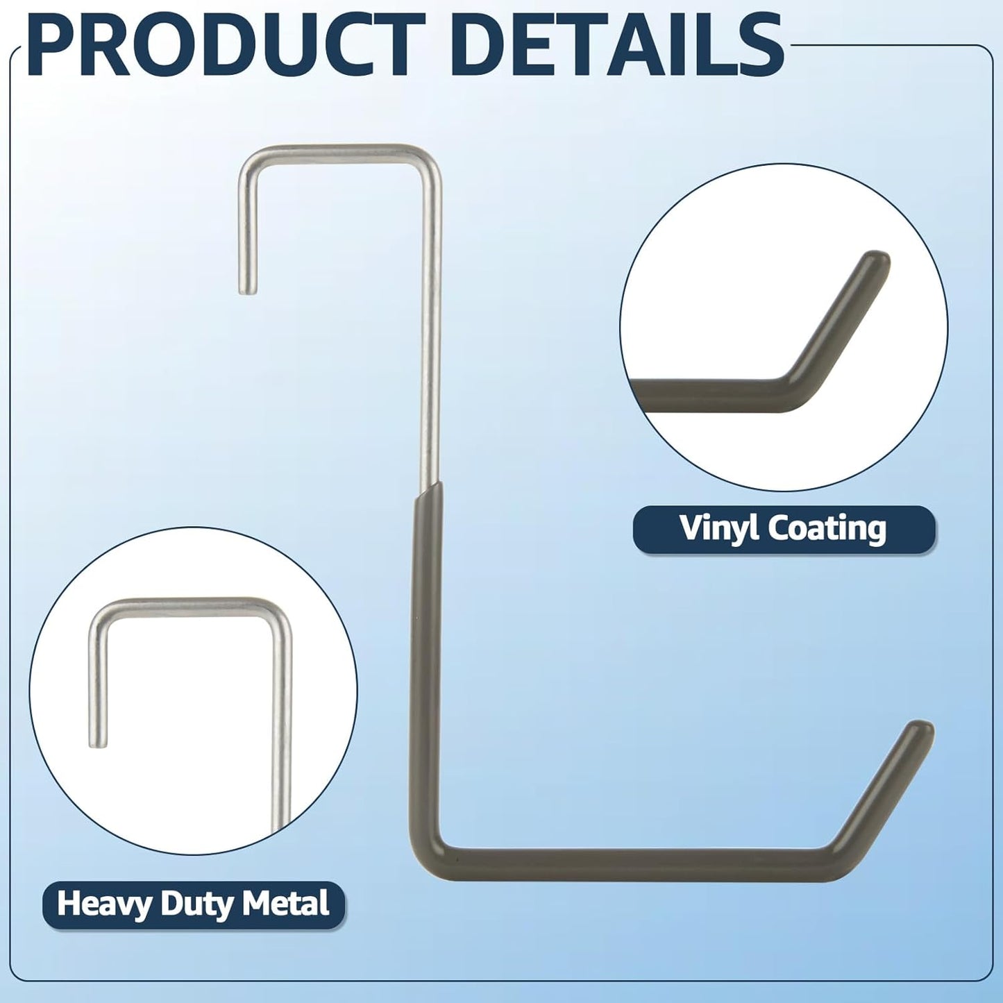 16 Pack Rafter Hanger Hook Heavy Duty Vinyl Coated Large S Hooks for Hanging Ladder Bike Hanger, Garage Storage Organizer (Grey)