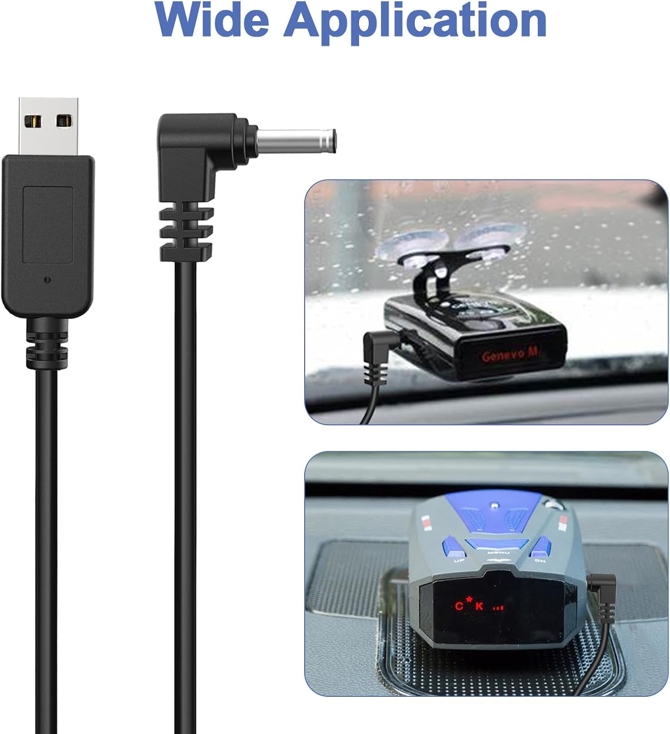 Radar Detector Power Cable, USB to RJ11 DC3.5 Cable,Replacement Radar Detectors Power Cable,for Cob'r'a Unide Radenso Pro M Whistler Radar Detector (DC3.5-3.3FT)