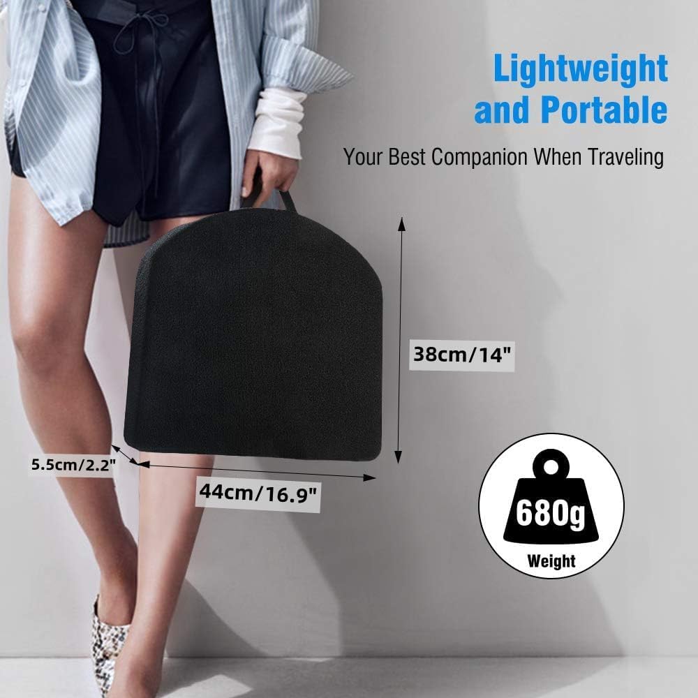 Tsumbay Memory Foam Seat Cushion, Office Soft Seat Cushion with Carry Handle, Washable Cover, Comfortable Coccyx Cushion for Home Office Chair Pad, Car Seat, Wheelchair -Black