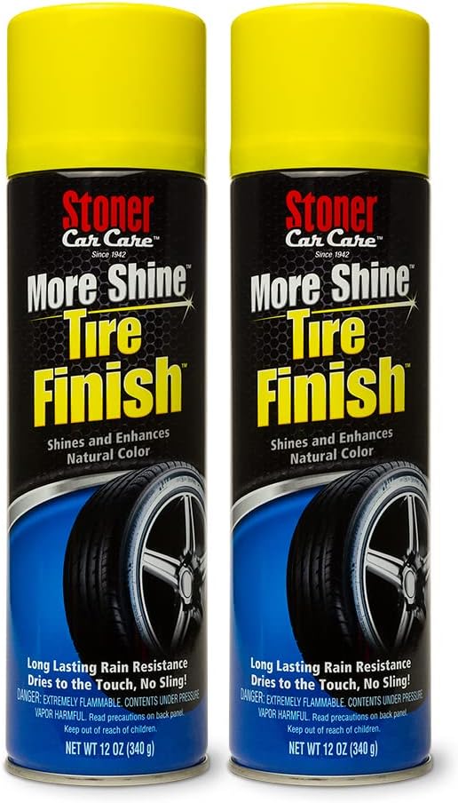 Stoner Car Care 91094-2PK More Shine Tire Finish for Tire and Wheel Care Creates a Long-Lasting, Rain-Resistant Tire Shine, Makes Faded Tires Look New, Non-Greasy Formula, 12 Oz, Pack of 2