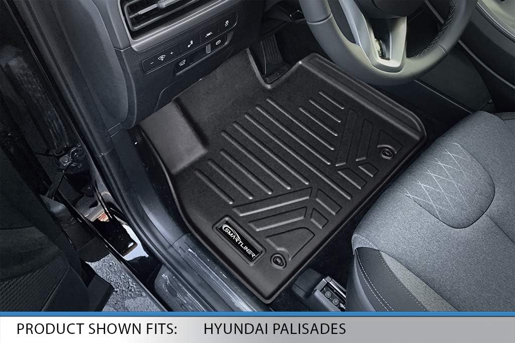 SMARTLINER All Weather Custom Fit Floor Mats 2 Row Liner Set Compatible with 2020-2025 Hyundai Palisade