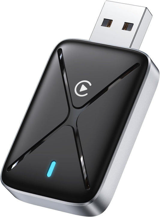 Wireless CarPlay Adapter for iPhone, Mini Size for Apple CarPlay Adapter, Convert Wired to Wireless with Extension Cable USB & USB-C/Type-C, Stable Control & No Delay, Black