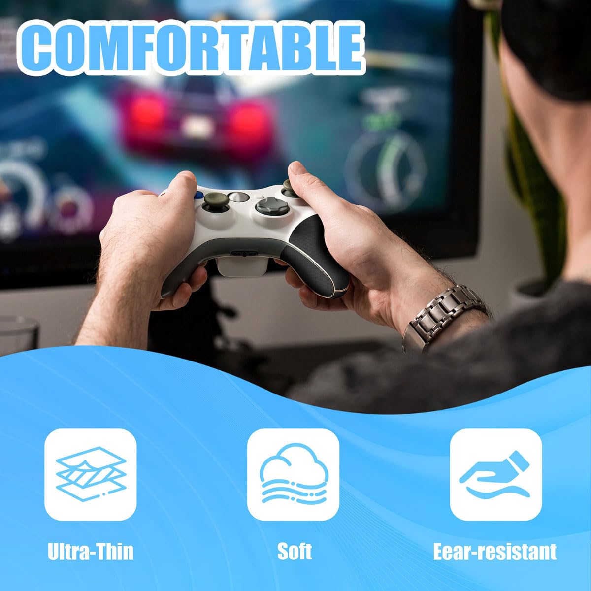 Rubber Grip Tape, Ultra-Thin Strong Adhesive Anti-Slip Waterproof Heat Resistant Wear-Resistant Cushion Pad, Making Handles or Contact Surfaces Safer, with Grip and Comfort (Black, 1In x 10Ft)