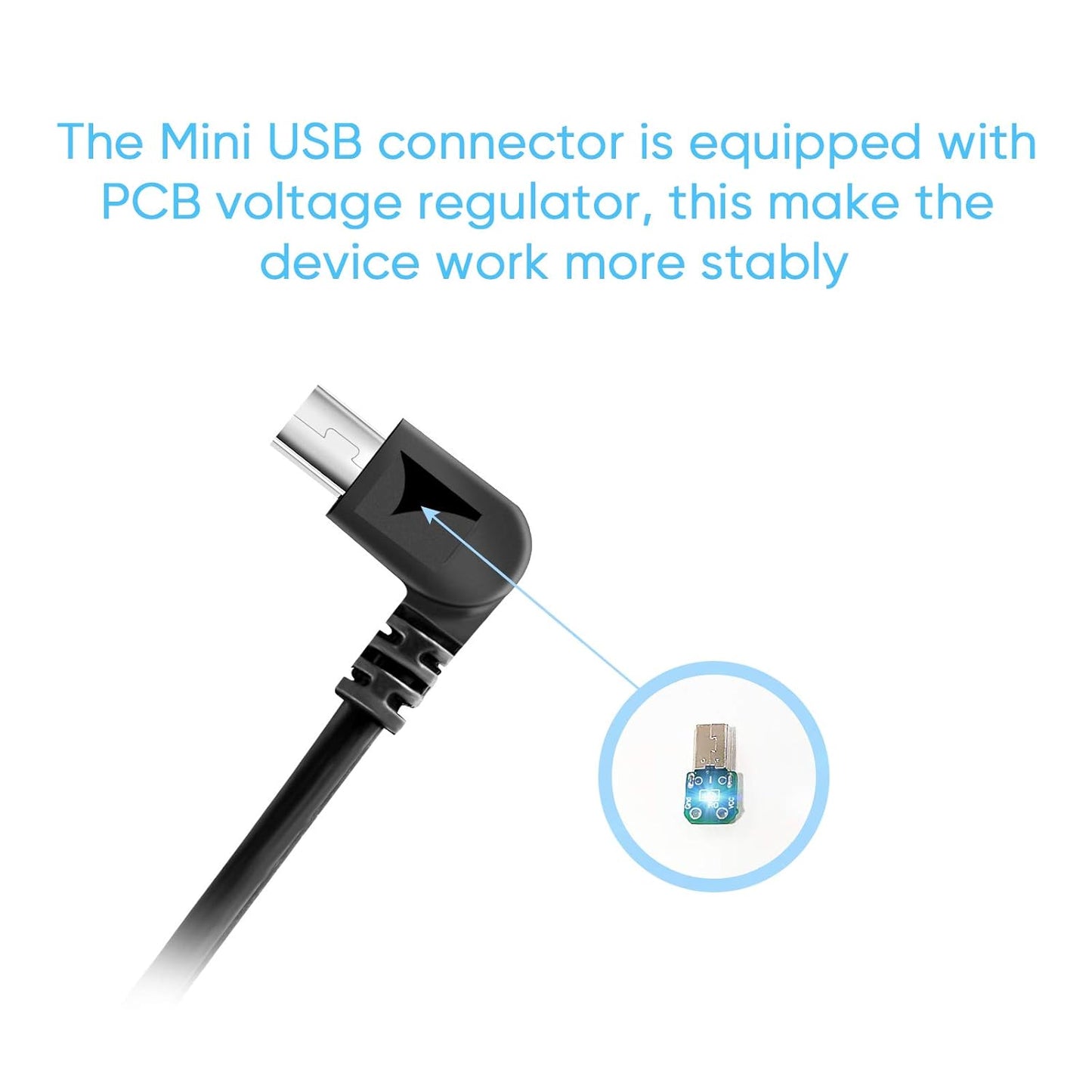 GPS Charger Cable,Mini USB 6.6ft Universal GPS Charging Cord with Voltage Regulator Module 90 Degree Angle Mini USB Power Wire for Garmin GPS Navigator Drive 51 65 Nuvi 50lm 2555lmt 2595lmt 40lm 1300